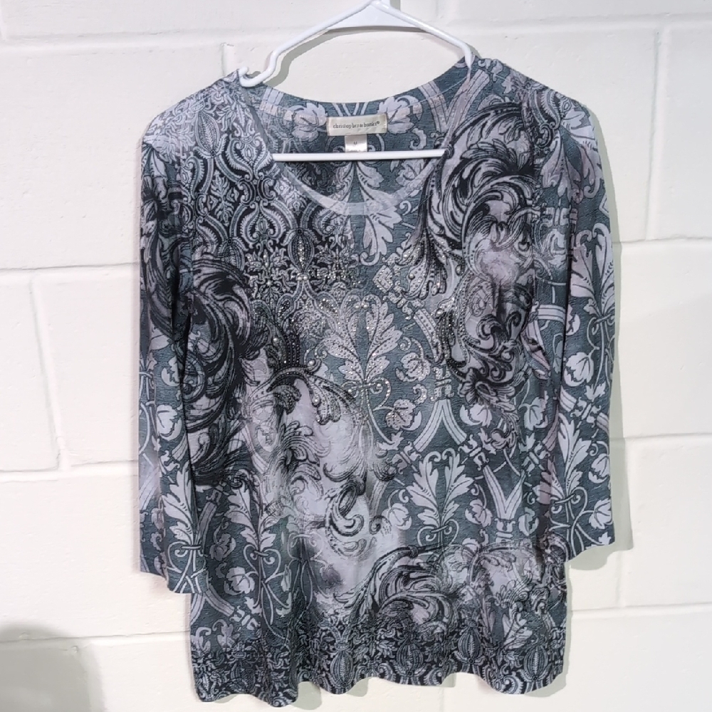 Elegant Gray Patterned Women's Top